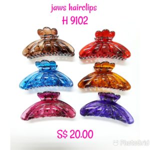 Large assorted multi colour jaws hairclips H 9102.