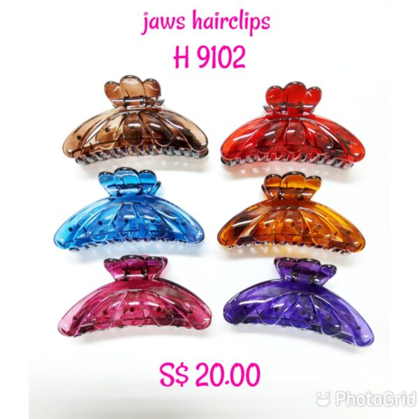 Large assorted multi colour jaws hairclips H 9102.