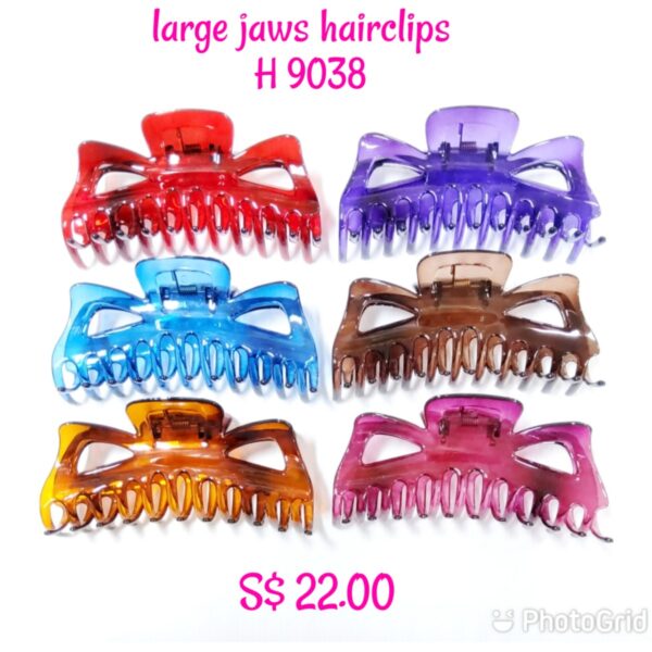 Large assorted multi colour jaws hairclips H 9038.