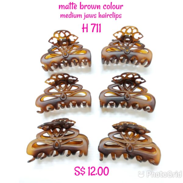 Matte brown colour medium jaws hairclips H 711.