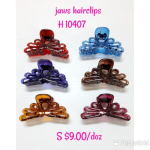 Assorted colour jaws hairclips H 10407.