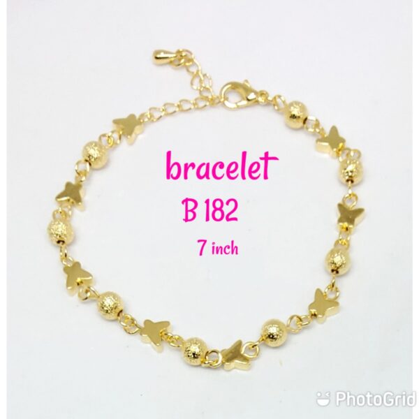 Gold plated bracelet with butterflies & gold balls design.