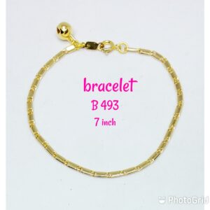 Gold plated plain design bracelet with dangling bell.