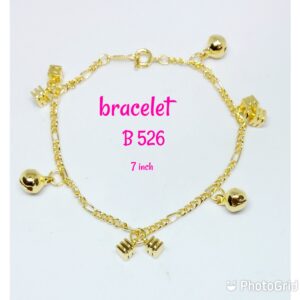 Gold plated bracelet with dangling tiny cubes and loud bells.