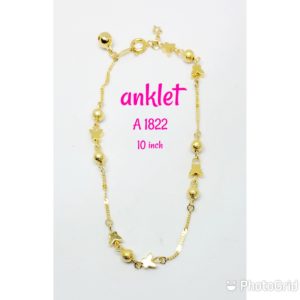 Gold plated butterflies and gold balls anklet with dangling bell and star.