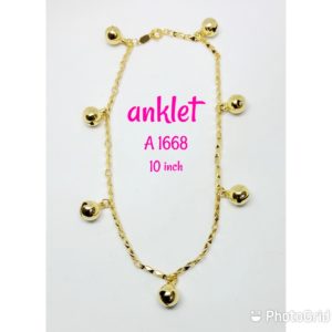 Gold plated anklet with dangling loud bells.