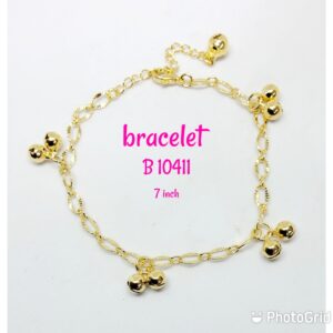 Gold plated multi bells bracelet with dangling bell.