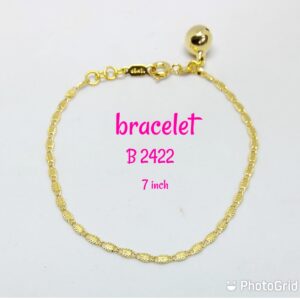 Gold plated shining pattern bracelet with dangling bell.