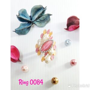 Exclusive elegant rose gold plated Ring with assorted semi precious stones and pearls.