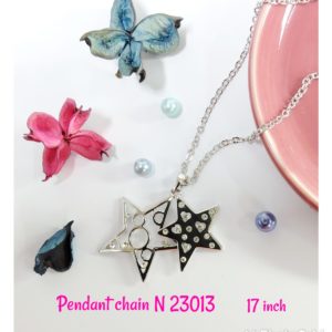 Nickel plated Star design Pendant Chain with sparkling clear crystals.