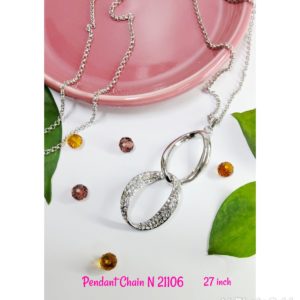 Prosperous '8' design shining clear crystals Pendant long Chain.