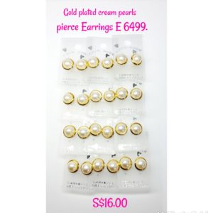 Gold plated cream pearls pierce Earrings E 6499.