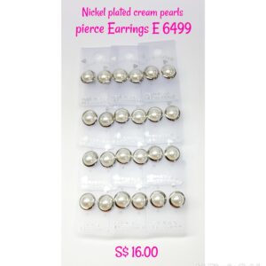 Nickel plated cream pearls pierce Earrings E 6499.