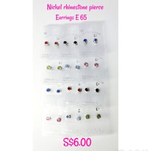 Nickel plated rhinestones pierce Earrings E 65.