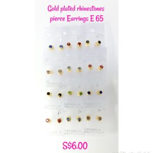 Gold plated rhinestones pierce Earrings E 65.