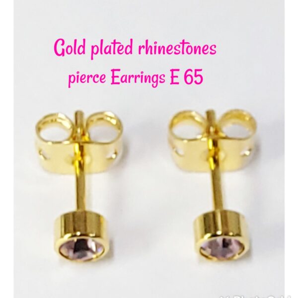 Gold plated rhinestones pierce Earrings E 65. - Image 3