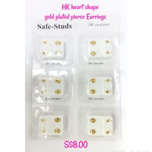 HK heart shape gold plated pierce Earrings.