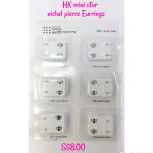 HK mini star nickel plated pierce Earrings.